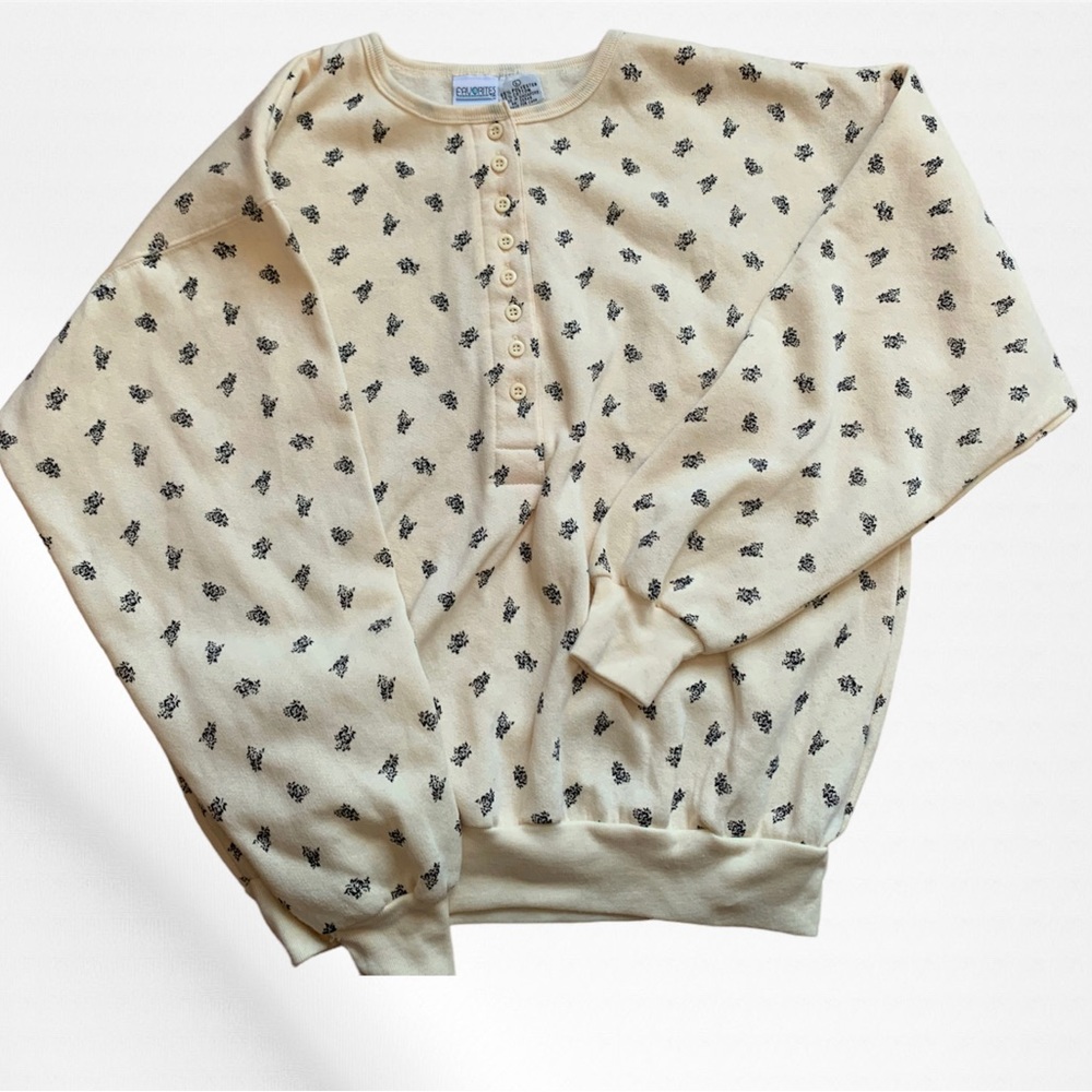 80s Pale Yellow Sweatshirt L
